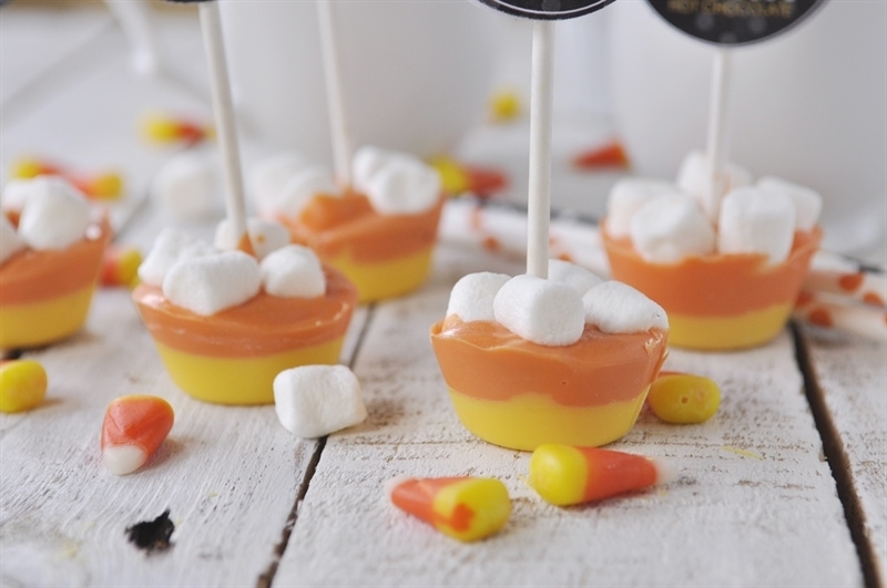 Candy Corn Hot Chocolate on a Stick - Your Homebased Mom