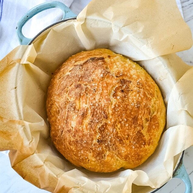 No knead bread in a pan