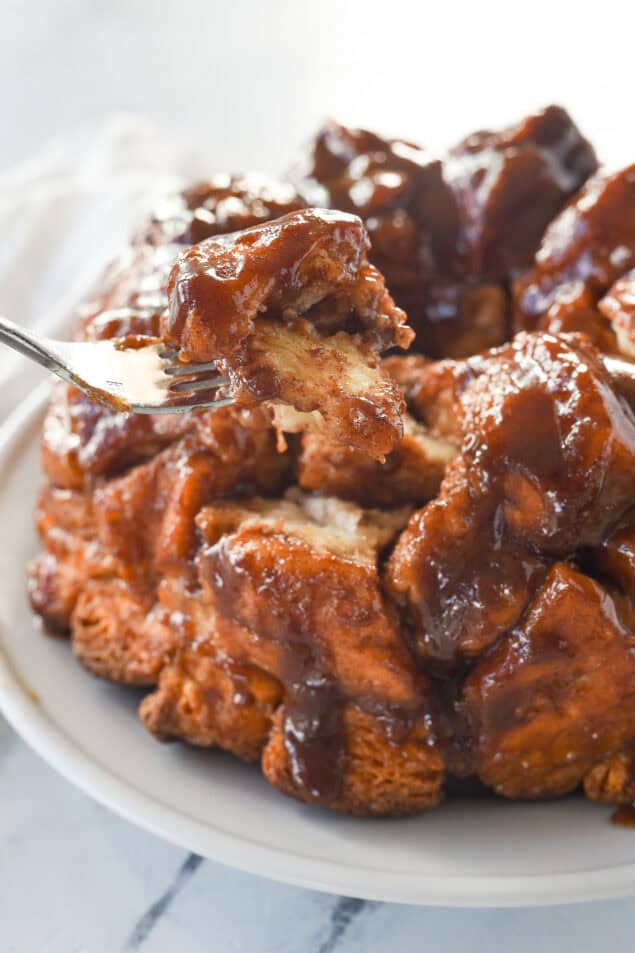 fork taking a bite of monkey bread